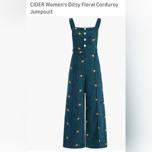 CIDER Women's Ditsy Floral Corduroy Jumpsuit Size Medium